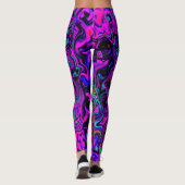 Trippy Black und Magenta Retro Liquid Swirl Leggings (Rückseite)
