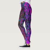 Trippy Black und Magenta Retro Liquid Swirl Leggings (Links)