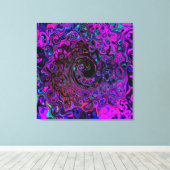 Trippy Black und Magenta Retro Liquid Swirl Leinwanddruck (Insitu (Holzboden))