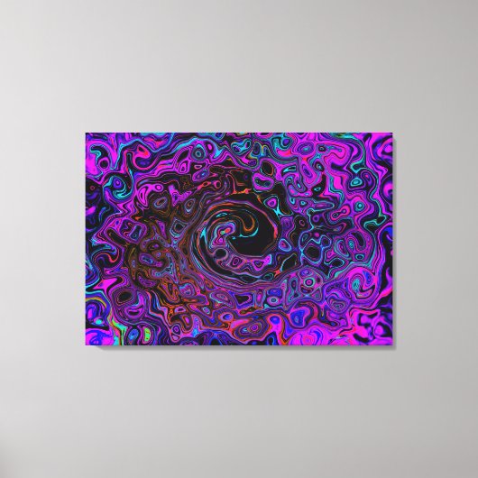 Trippy Black und Magenta Retro Liquid Swirl Leinwanddruck (Vorderseite)