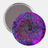 Trippy Black und Magenta Retro Liquid Swirl Magnet (Vorderseite/Rückseite)