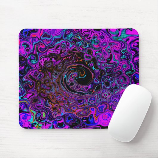 Trippy Black und Magenta Retro Liquid Swirl Mousepad (Mit Mouse)