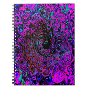 Trippy Black und Magenta Retro Liquid Swirl Notizblock