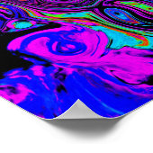 Trippy Black und Magenta Retro Liquid Swirl Poster (Ecke)