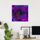 Trippy Black und Magenta Retro Liquid Swirl Poster (Heimbüro)