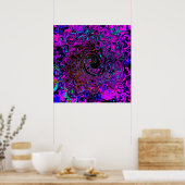 Trippy Black und Magenta Retro Liquid Swirl Poster (Küche)