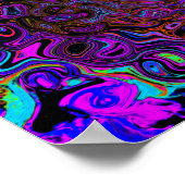 Trippy Black und Magenta Retro Liquid Swirl Poster (Ecke)