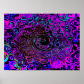Trippy Black und Magenta Retro Liquid Swirl Poster (Vorne)