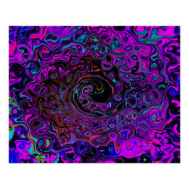 Trippy Black und Magenta Retro Liquid Swirl Poster