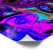 Trippy Black und Magenta Retro Liquid Swirl Poster (Ecke)