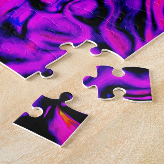 Trippy Black und Magenta Retro Liquid Swirl Puzzle (Seite)