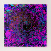 Trippy Black und Magenta Retro Liquid Swirl Puzzle (Horizontal)