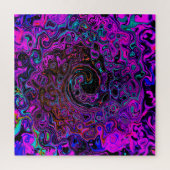 Trippy Black und Magenta Retro Liquid Swirl Puzzle (Vertikal)