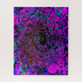 Trippy Black und Magenta Retro Liquid Swirl Puzzle (Vertikal)