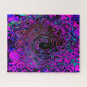 Trippy Black und Magenta Retro Liquid Swirl Puzzle (Horizontal)
