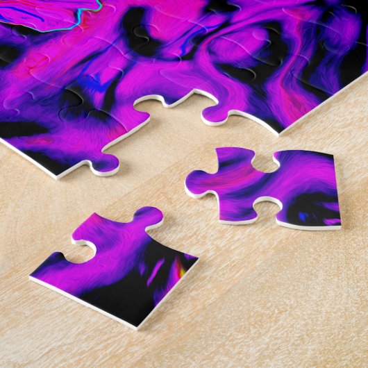 Trippy Black und Magenta Retro Liquid Swirl Puzzle (Seite)