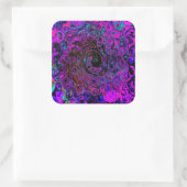 Trippy Black und Magenta Retro Liquid Swirl Quadratischer Aufkleber (Tasche)