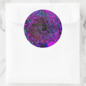 Trippy Black und Magenta Retro Liquid Swirl Runder Aufkleber (Tasche)