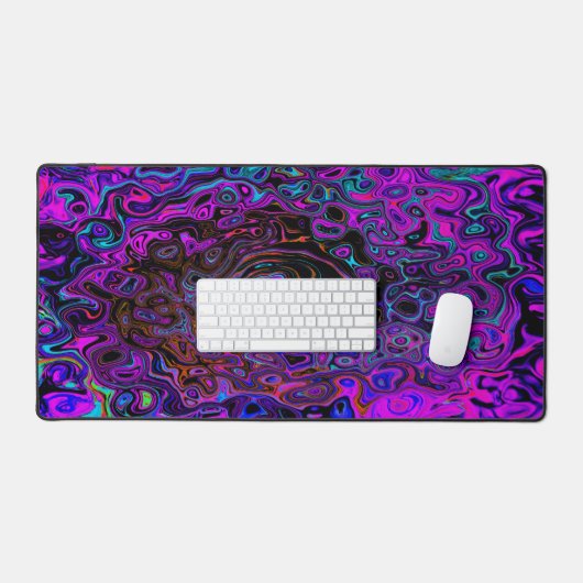 Trippy Black und Magenta Retro Liquid Swirl Schreibtischunterlage (Tastatur & Maus)