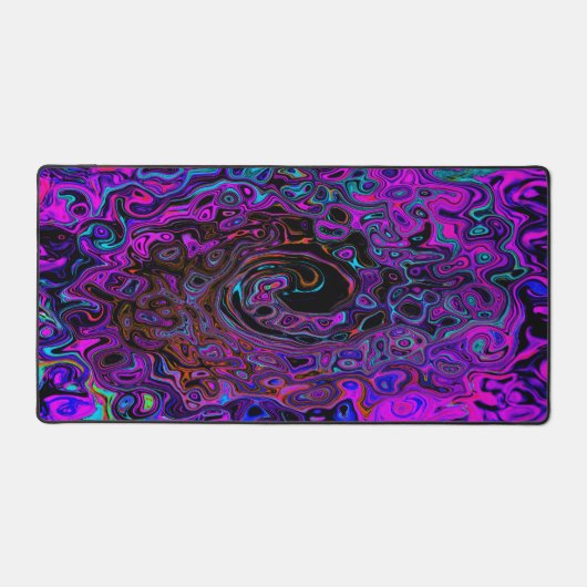 Trippy Black und Magenta Retro Liquid Swirl Schreibtischunterlage (Vorderseite)