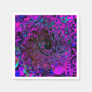 Trippy Black und Magenta Retro Liquid Swirl Serviette