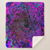 Trippy Black und Magenta Retro Liquid Swirl Sherpadecke (Vorderseite)