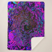 Trippy Black und Magenta Retro Liquid Swirl Sherpadecke (Vorderseite)
