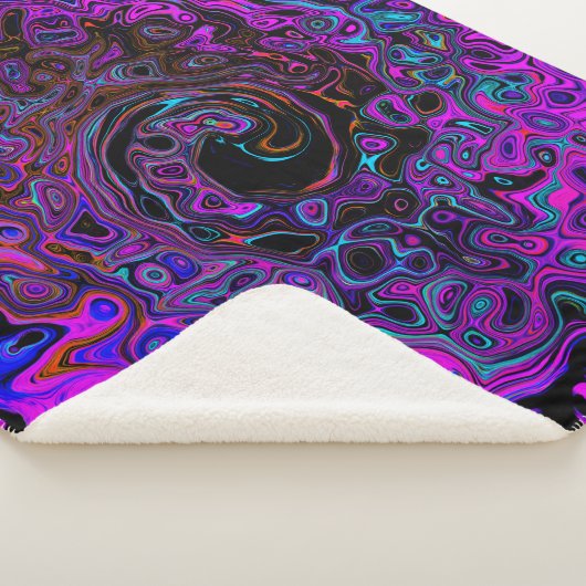 Trippy Black und Magenta Retro Liquid Swirl Sherpadecke (3/4)