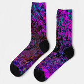 Trippy Black und Magenta Retro Liquid Swirl Socken (Linkes Detail)