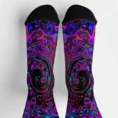 Trippy Black und Magenta Retro Liquid Swirl Socken (Oben)