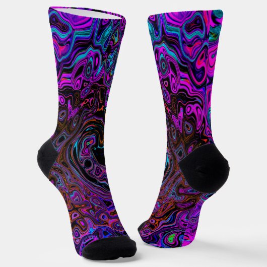 Trippy Black und Magenta Retro Liquid Swirl Socken (Gewinkelt)