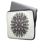 Trippy-Black-White-cool-Psychedelic-Mandala Laptopschutzhülle (Vorderseite Links)