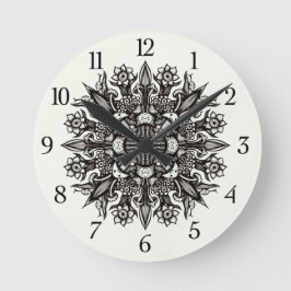 Trippy-Black-White-cool-Psychedelic-Mandala Runde Wanduhr
