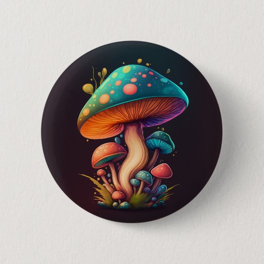 Trippy Blue Amanita Muscaria Button (Vorderseite)