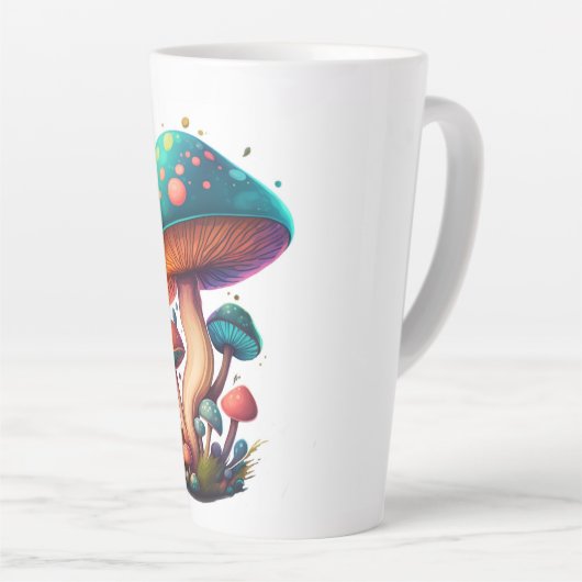 Trippy Blue Amanita Muscaria Latte Tasse (Rechte Ecke)