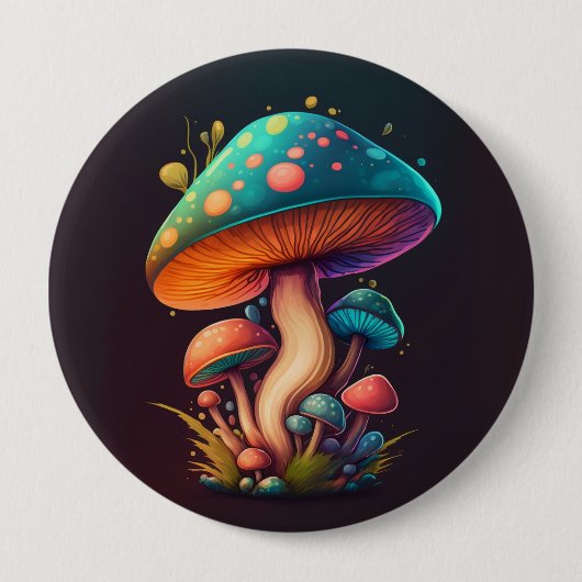 Trippy Blue Amanita Muscaria muscroom 4" Schaltflä Button (Vorderseite)