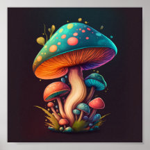 Trippy Blue Amanita Muscaria Pilzposter