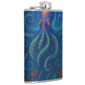 Trippy Blue Octopus Flachmann (Rechts)