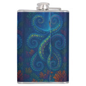Trippy Blue Octopus Flachmann (Rückseite)