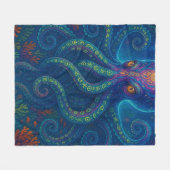 Trippy Blue Octopus Fleecedecke (Vorderseite (Horizontal))