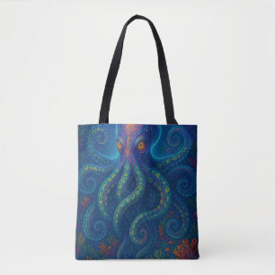 Trippy Blue Octopus Tasche
