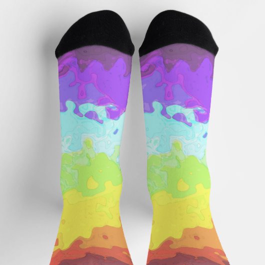 Trippy Boho Groovy Abstrakt Neurogender Pride Flag Socken (Oben)