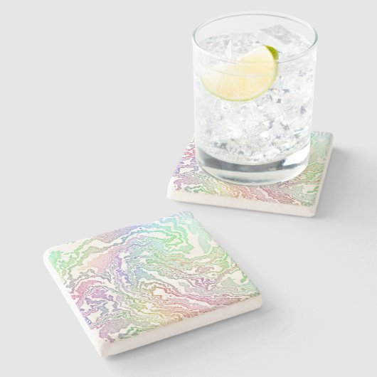Trippy Boho Marble Abstrakt Steinuntersetzer (Seitenansicht)