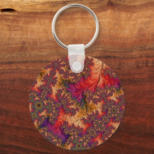 Trippy-Bright-Dazzing-Verzweigung Abstraktes Frakt Schlüsselanhänger (Rückseite)