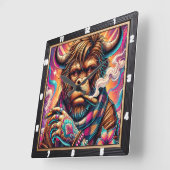Trippy Buffalo Psychedelic Quadratische Wanduhr (Winkel)