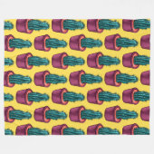 Trippy Cactus Pattern Yellow Weird Psychedelic Fleecedecke (Vorderseite (Horizontal))