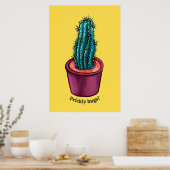 Trippy Cactus Pot Funny Psychedelic Prickly Hugs Poster (Küche)