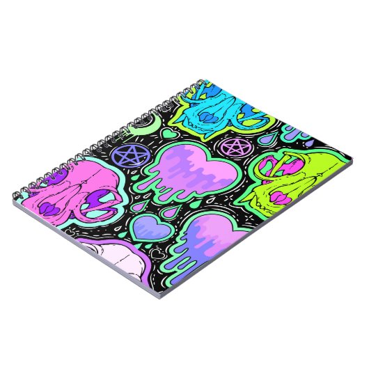 Trippy Cat Skulls Notizblock (Linke Seite)