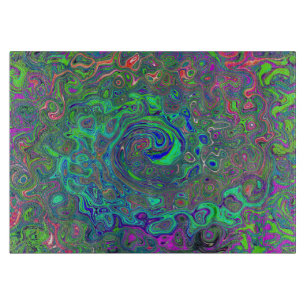 Trippy Chartreuse und Blau Retro Flüssigkeit Wirbe Schneidebrett