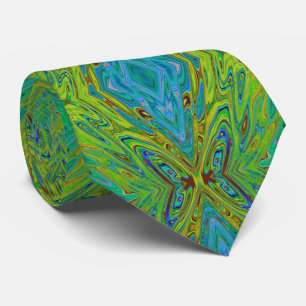 Trippy Chartreuse und Blaue Abstrakte Schmetterlin Krawatte
